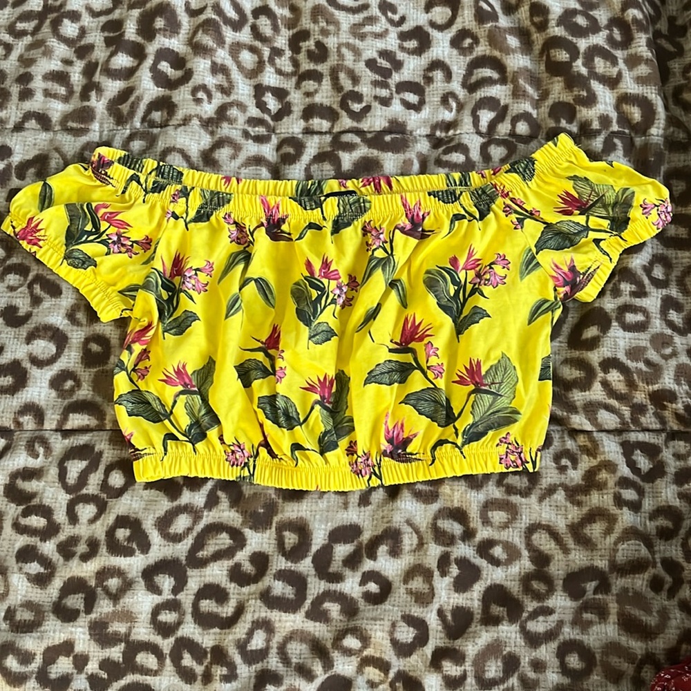 Yellow tropical crop top